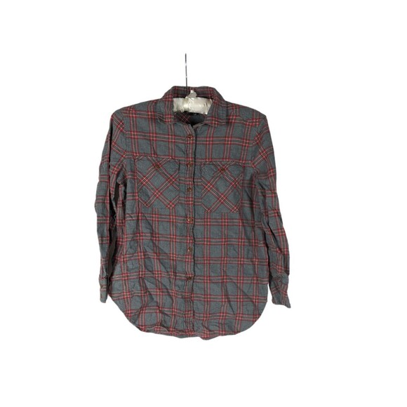 J. Crew 2P Button Down Women's Gray Plaid Long Sleeve Dark Academia Academic - Picture 1 of 5